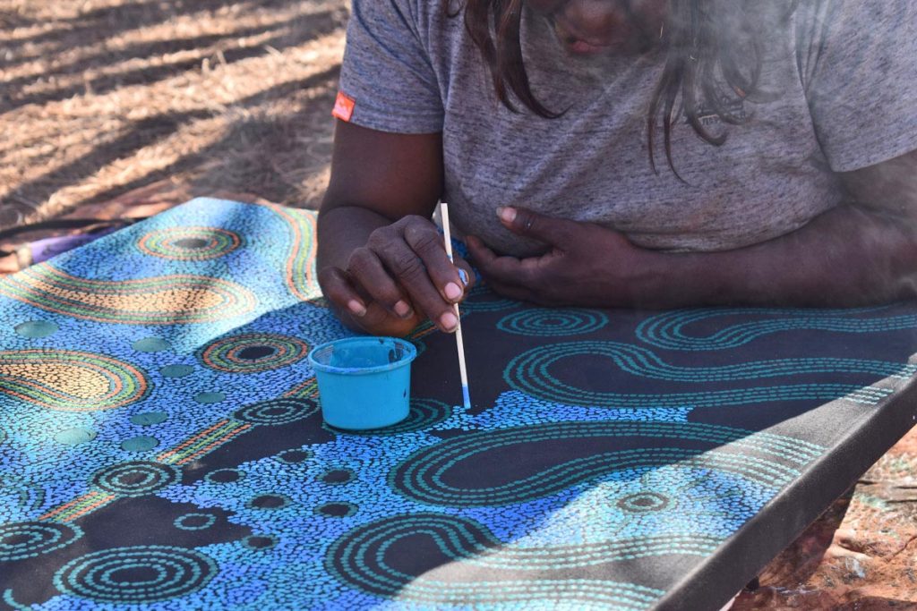 Anangu dot painting workshop at Uluru.