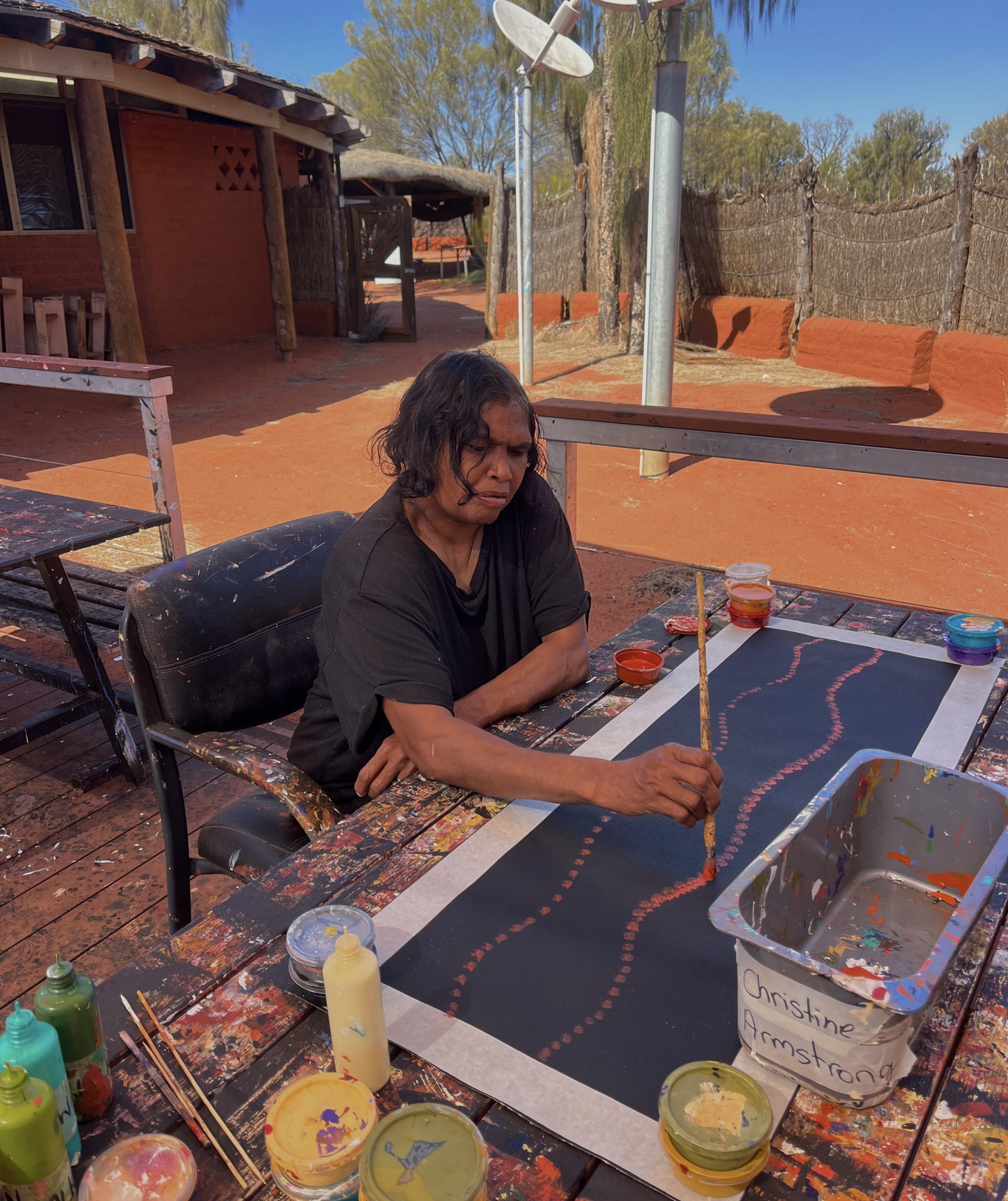 Anangu dot painting workshop at Uluru.