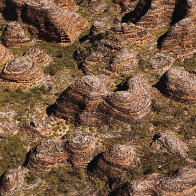 Aerial photo of the unique sandstone domes in Bungle Bungles, Purnululu National Park, Australia.